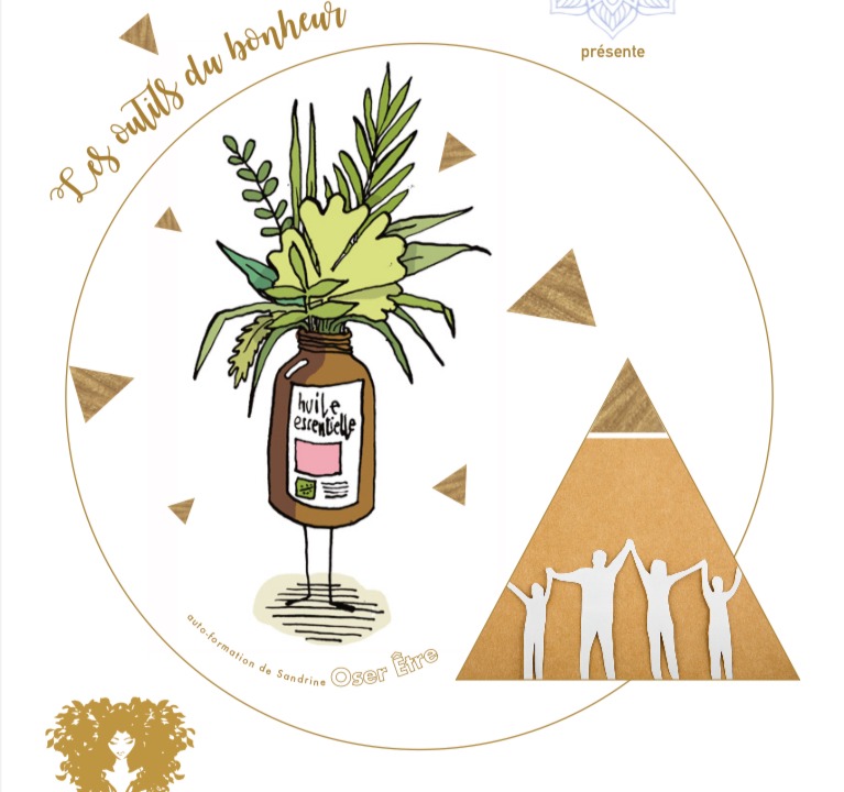 Flacon d'huile essentielle et famille, visuel de la formation en aromathérapie familiale